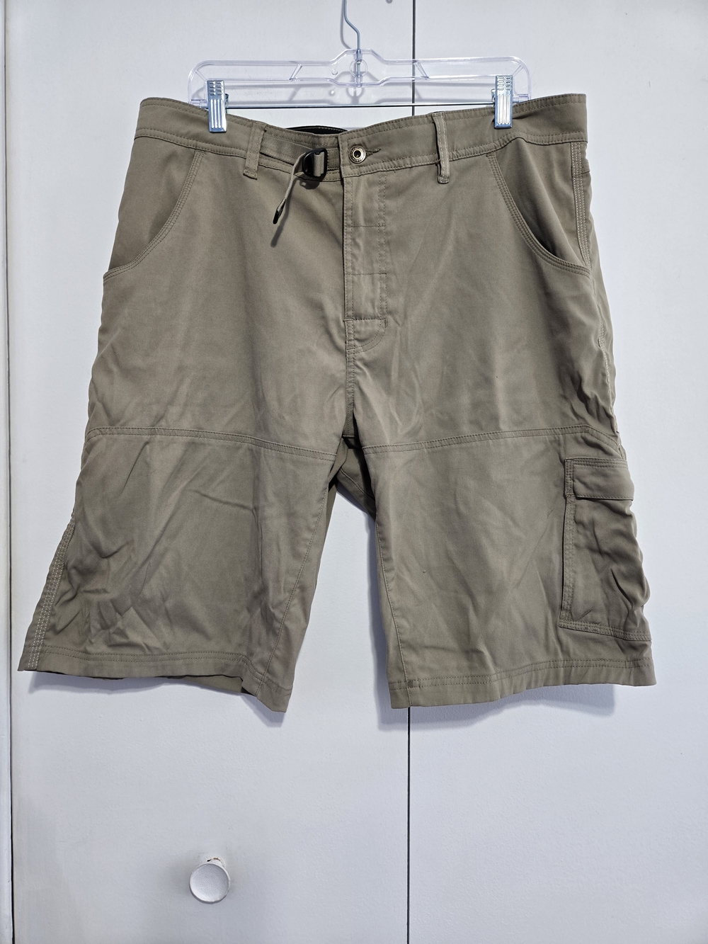 prAna Breathe Cargo Hiking Shorts Mens 38 Khaki Stretch Trail
